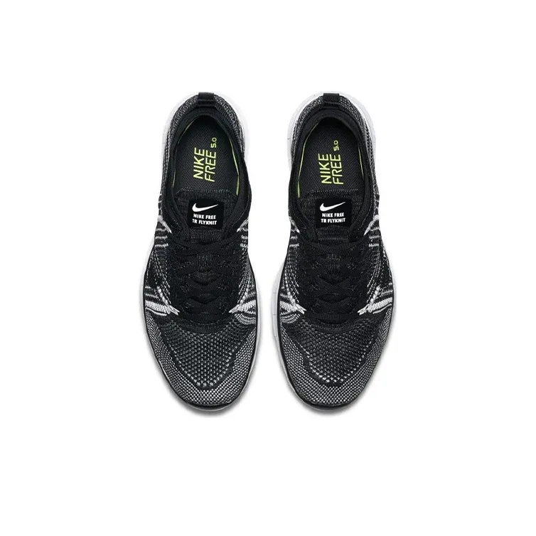 Nike Free TR Flyknit Durable Breathable Lightweight Low-Top Training Shoes Women's Black White-3