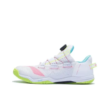 LiNing Non slip Wear resistant Shock Absorption Low Top Table Tennis Shoes Unisex White Green Pink