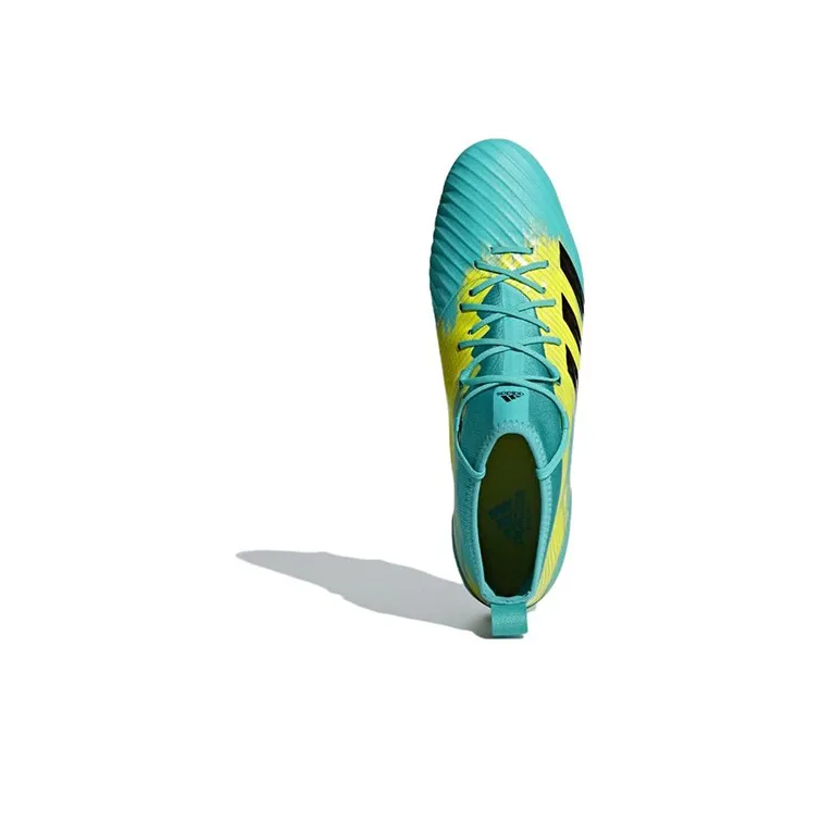 Adidas Predator Flare Soft Ground Boots Wear Resistant Mid Top Training Shoes Men's Blue Yellow-4