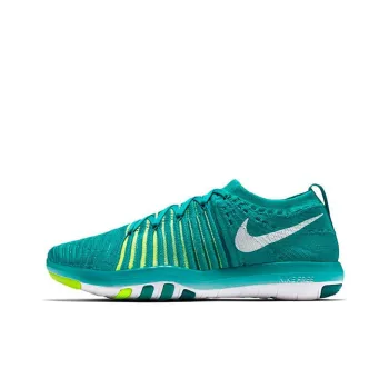 Nike Free Transform Flyknit Cushioning Anti-Slip And Wear-Resistant Support Low-Top Training Shoes Women's Green Yellow