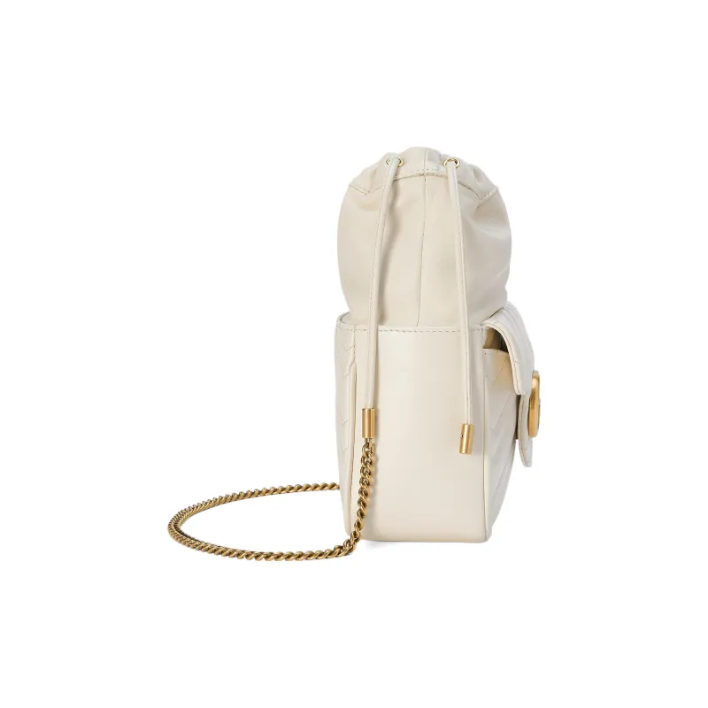 GUCCI Marmont Leather Bucket Bags Shoulder Bag Crossbody Bag Mini Women's White-2
