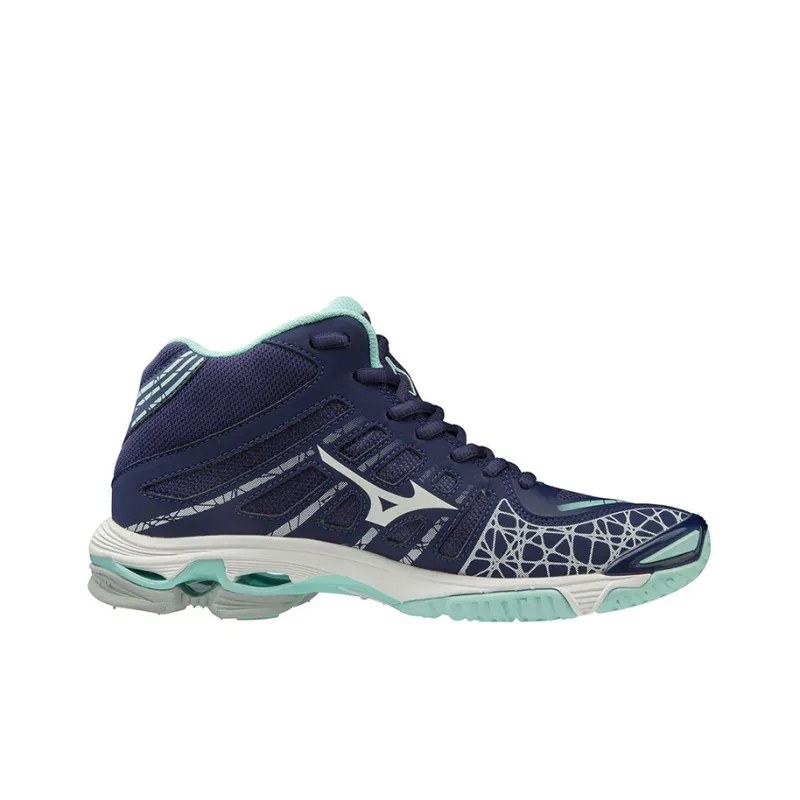 Mizuno Wave Voltage Anti-Slip And Wear-Resistant Breathable Mid-Top Training Shoes Men's White Blue-1