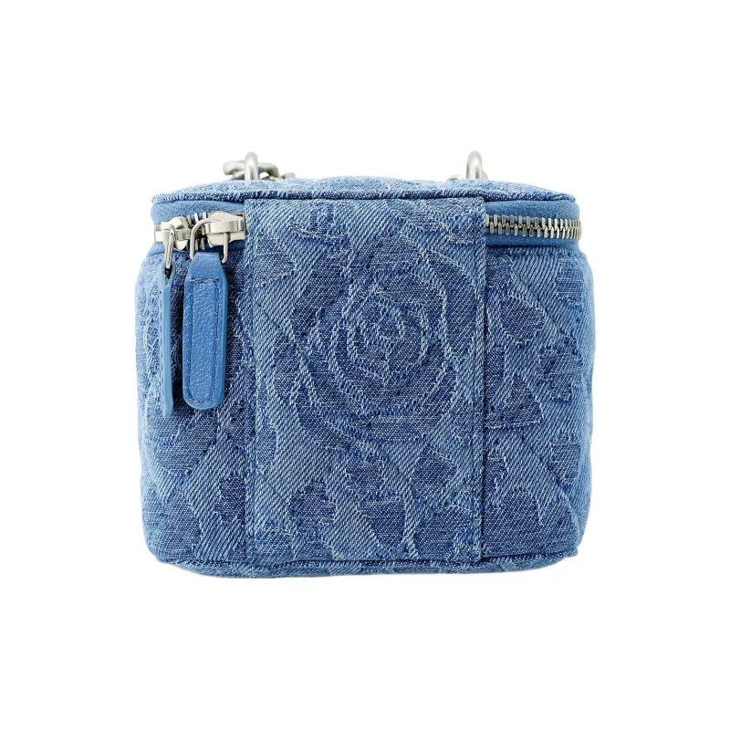 CHANEL 23P SS Denim Box Bag, Square Box Shoulder Bag, Crossbody Bag Trumpets Women's Blue-3