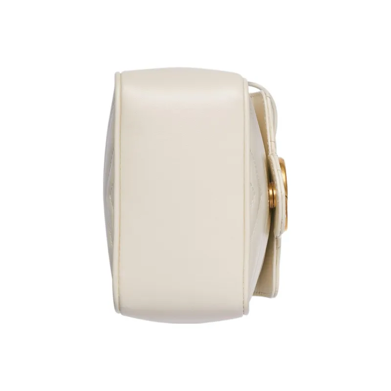 GUCCI Marmont Leather Bucket Bags Shoulder Bag Crossbody Bag Mini Women's White-4