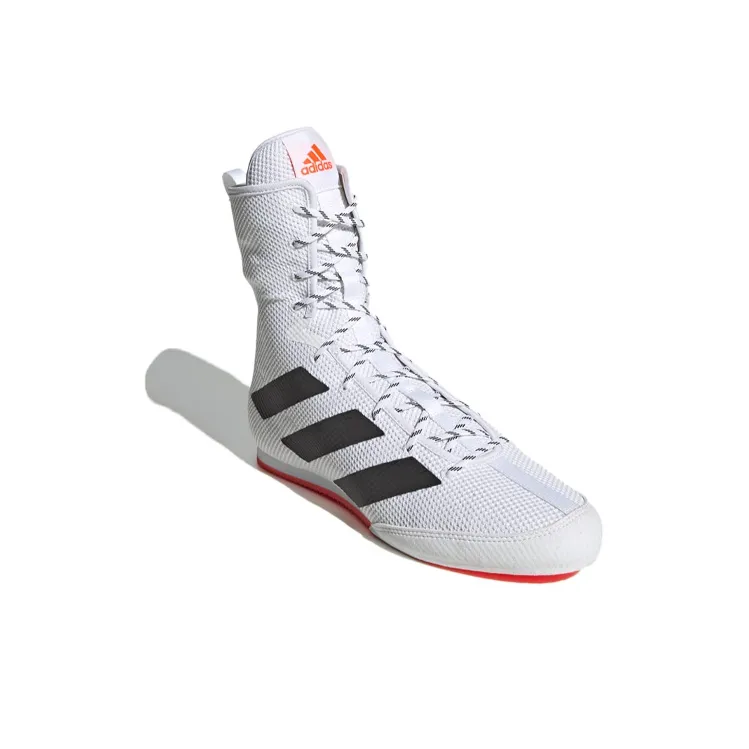 Adidas Box Hog Anti-Slip Wear-Resistant High-Top Training Shoes Men's White Black-2