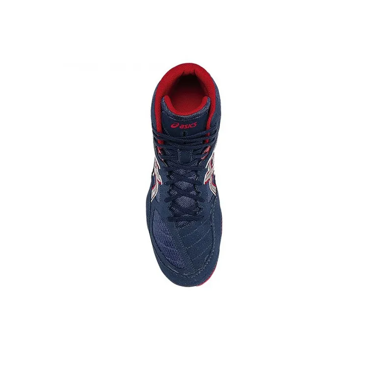 Asics Snapdown Wrestling Wear Resistant High Top Training Shoes Men's Blue Red-4