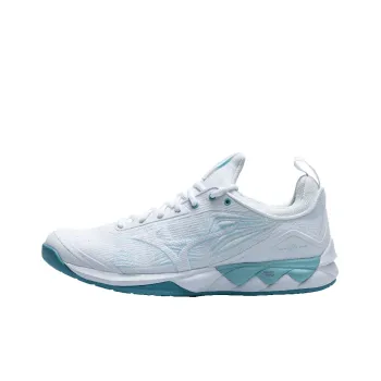 Mizuno Wave Luminous 2 Cushioning Anti Slip Wear Resistant Breathability Low Top Volleyball Shoes Unisex White Blue