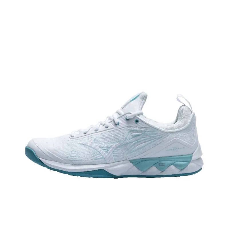 Mizuno Wave Luminous 2 Cushioning Anti Slip Wear Resistant Breathability Low Top Volleyball Shoes Unisex White Blue-0