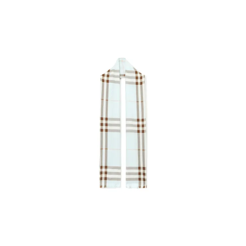 Burberry Silk Scarves Women's Light Blue-0