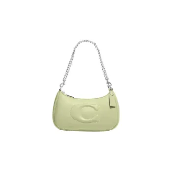 COACH Teri Leather Shoulder Bag, Handbag, Shoulder Bag Medium Size Women's Green