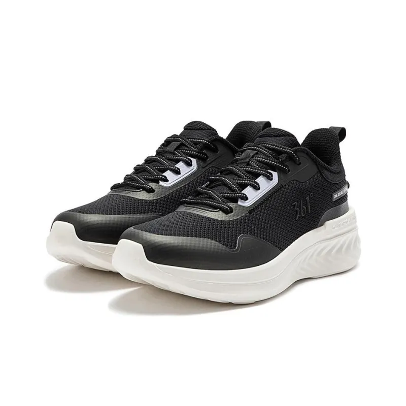 361° Cushioning Anti Slip And Wear Resistant Low Top Running Shoes Women's Black White-2