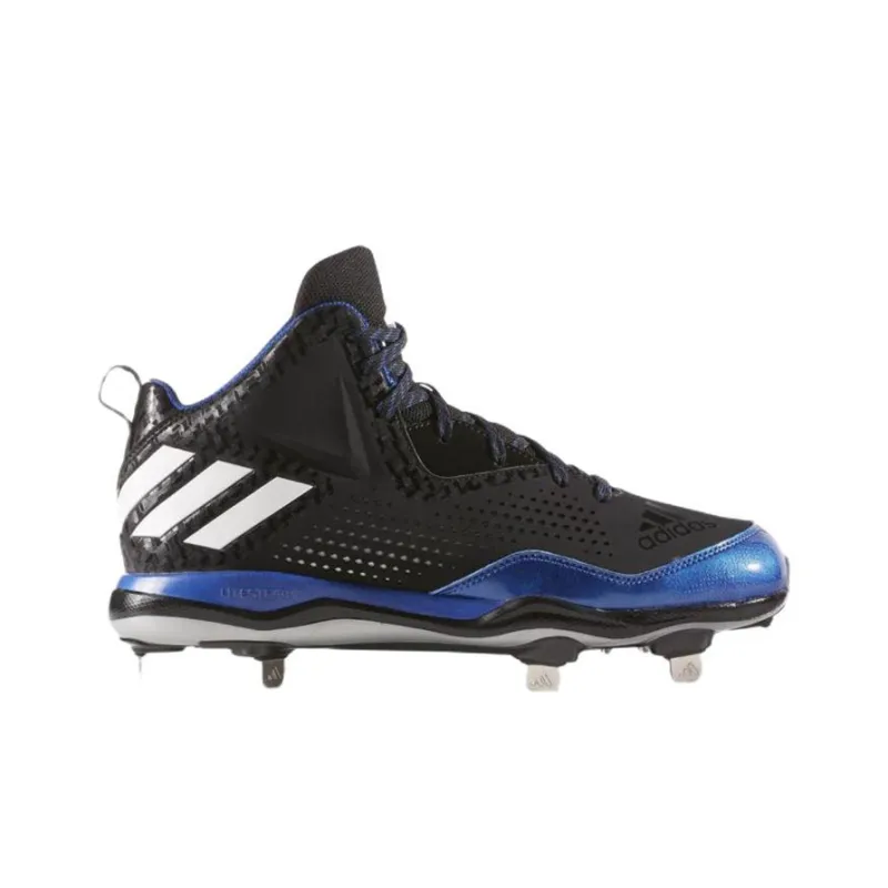 Adidas Poweralley 4 Anti-Slip Wear-Resistant Mid-Top Training Shoes Men's Black Blue-1