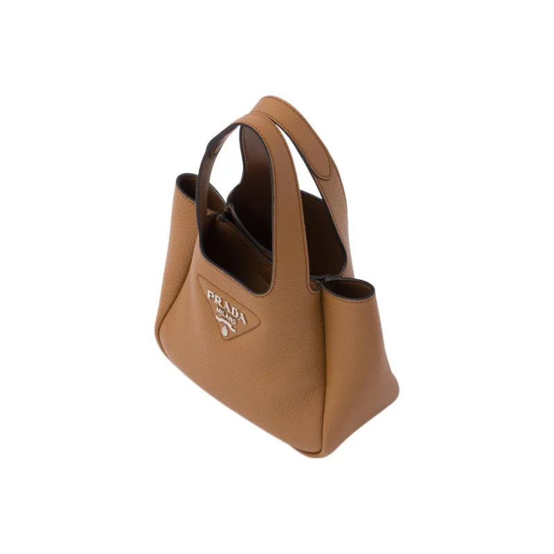 PRADA Leather Basket Bag Tote Bag Shopping Bag Handbag Women's Caramel-2