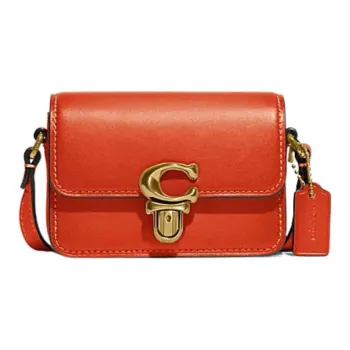 COACH Cow Leather Envelope Bag Shoulder Bag Crossbody Bag Mini Women's Orange