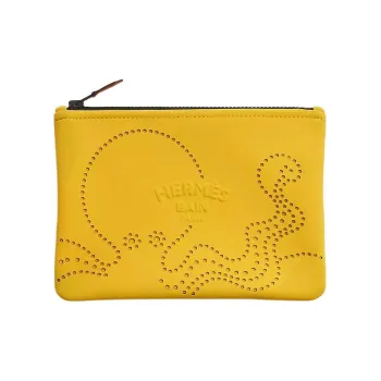 HERMES Neobain Waves Chamonix Calfskin Clutch Small Size Women's Yellow
