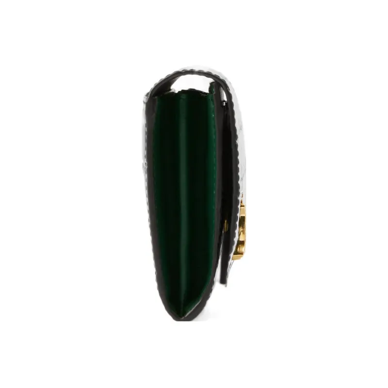 Burberry Calfskin Long TB European Wallet Women's Dark Green-1