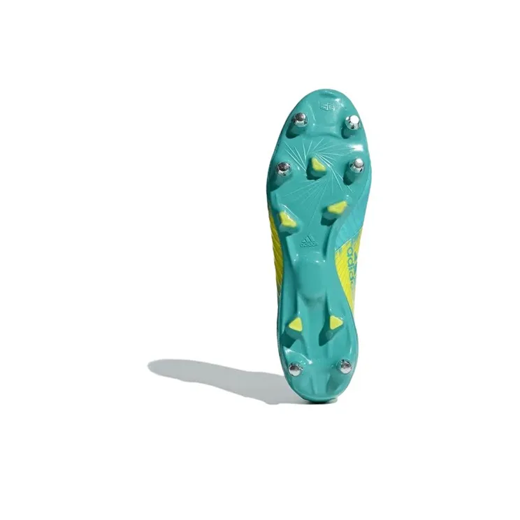 Adidas Predator Flare Soft Ground Boots Wear Resistant Mid Top Training Shoes Men's Blue Yellow-5