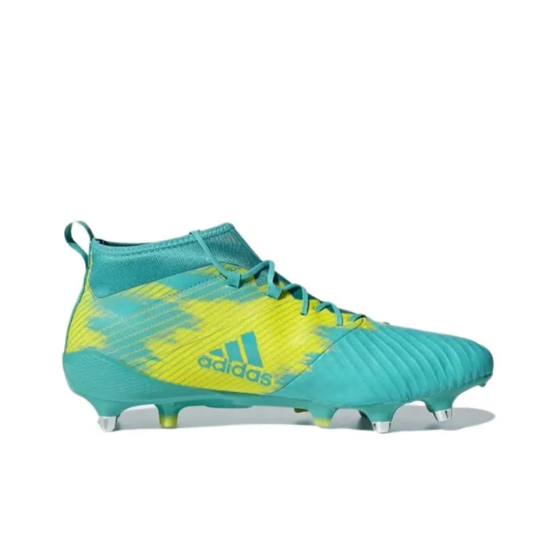Adidas Predator Flare Soft Ground Boots Wear Resistant Mid Top Training Shoes Men's Blue Yellow-1