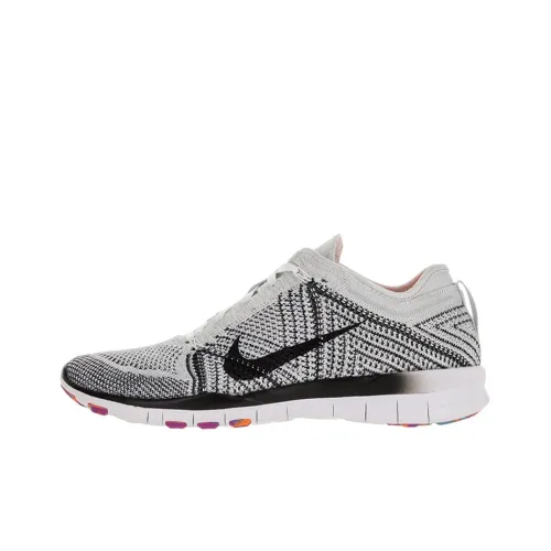 Nike Free Tr Trainer Flyknit Low Top Running Shoes Black/White/Gray Women's