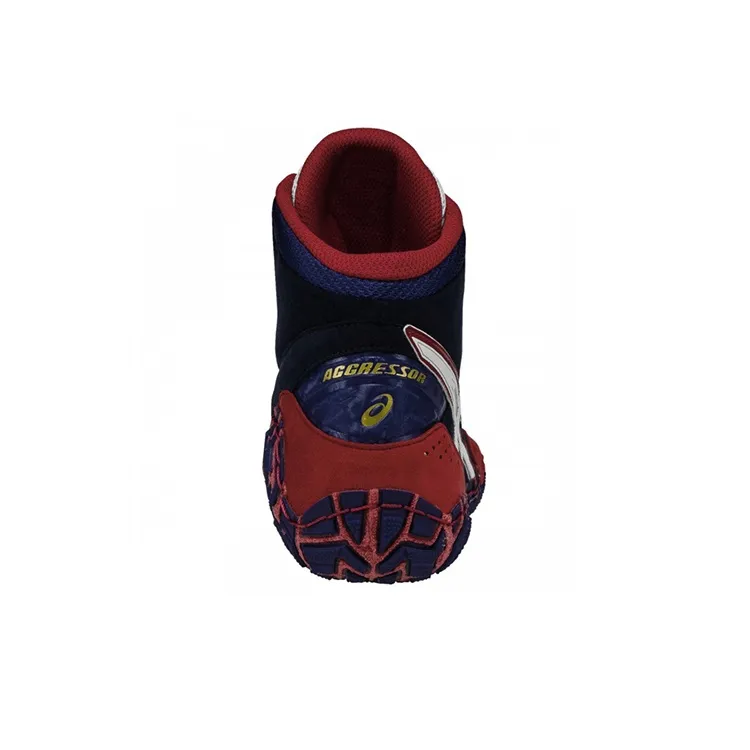 Asics Aggressor 3 Wear-Resistant High-Top Training Shoes Men's Blue Red-4