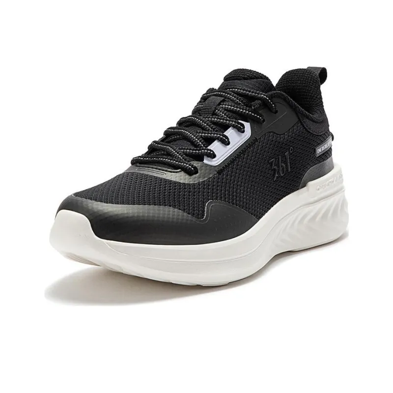 361° Cushioning Anti Slip And Wear Resistant Low Top Running Shoes Women's Black White-1