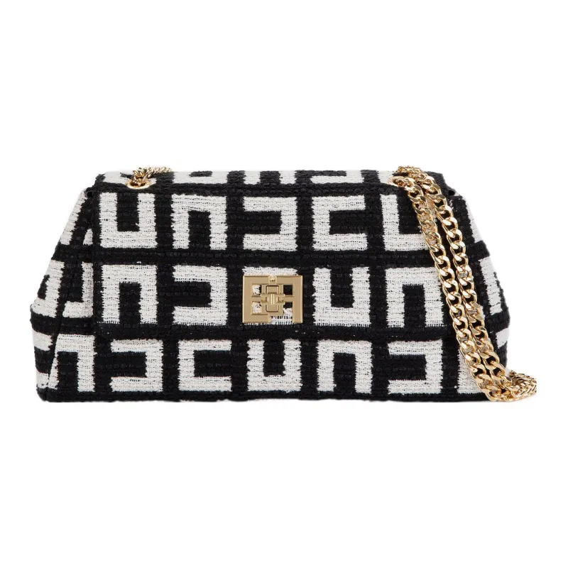 Elisabetta Franchi Cotton With Polyester Portable Crossbody Bag Shoulder Bag Medium Size Women's Black-0