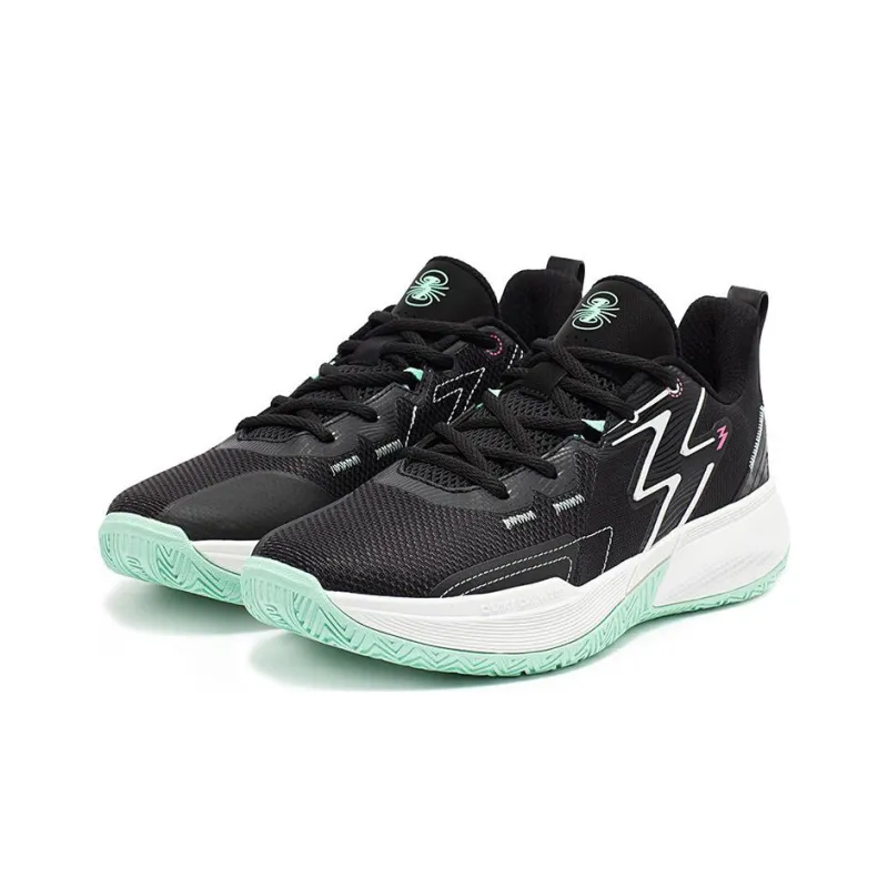 361° Big3 Team Cushioned Slip Resistant Breathable Low Top Basketball Shoes Men's Black White Cyan-2
