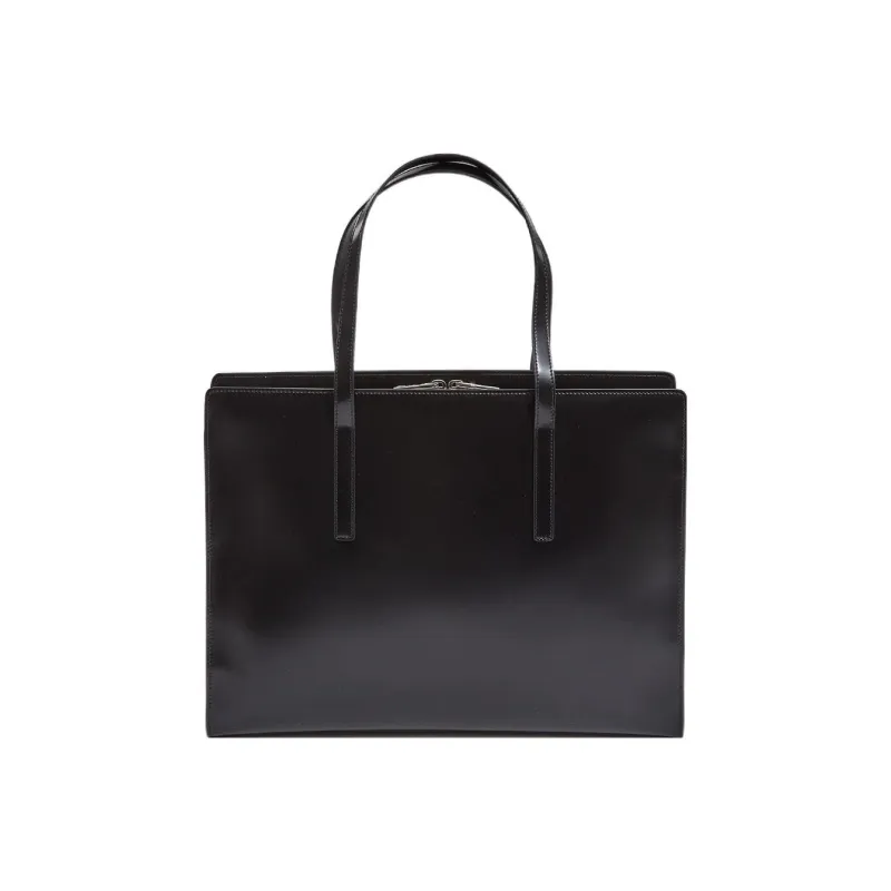PRADA Leather Briefcase Tote Bag Shopping Bag Handbag Shoulder Bag Regular Women's Black-2
