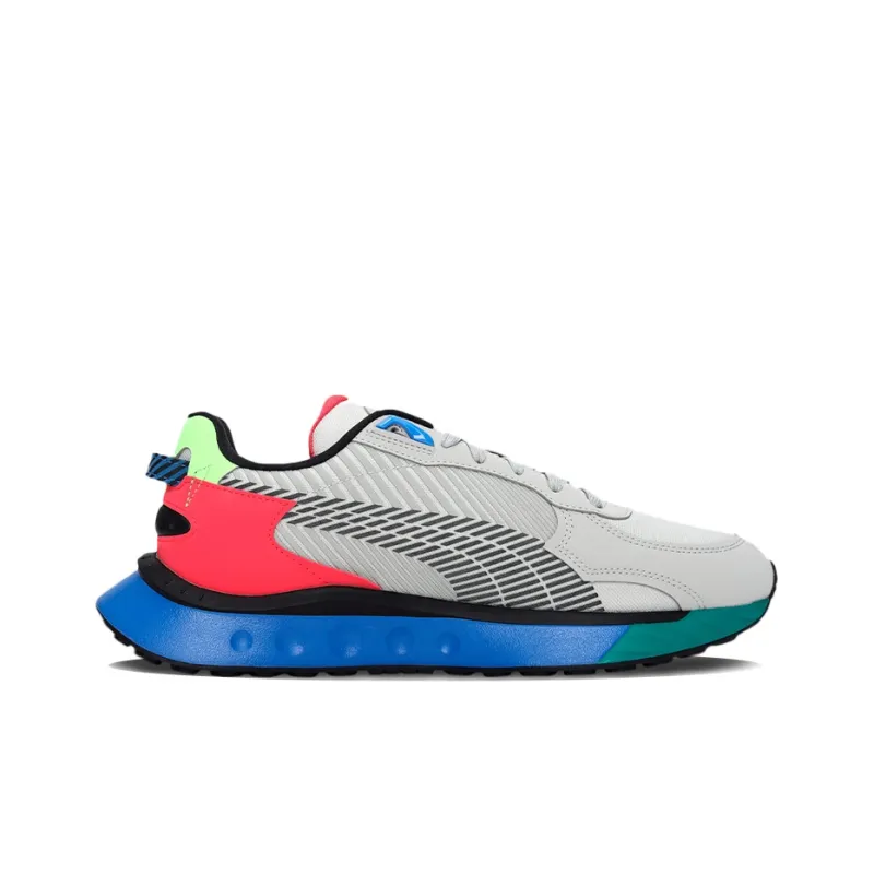 PUMA Wild Rider Dazed Cushioned Anti-Slip And Wear-Resistant Lightweight Low-Top Training Shoes Women's Gray Blue Red-1