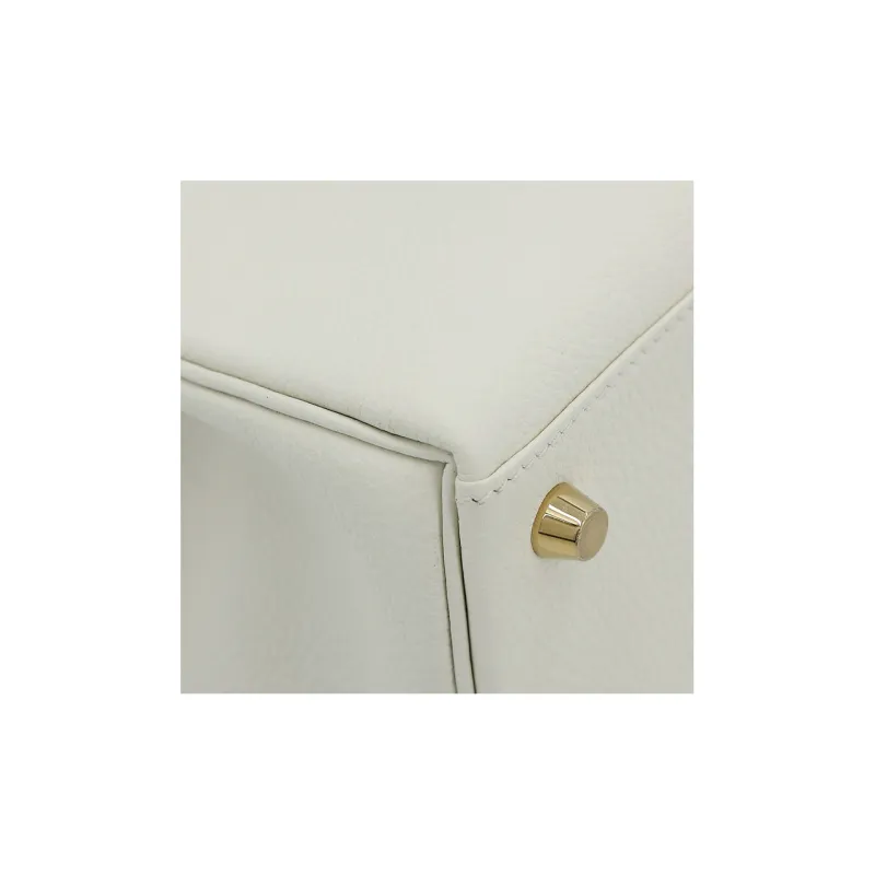 HERMES Kelly Togo Calfskin Kelly Bag Handbag 25 Women's 0T Mushroom White-9