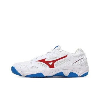 Mizuno Cyclone Speed CN Slip Resistant, Abrasion Resistant, Breathable Low Top Training Shoes Unisex White Blue Red