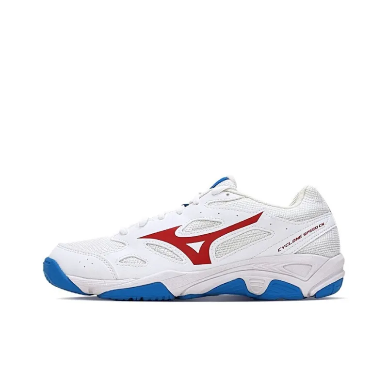 Mizuno Cyclone Speed CN Slip Resistant, Abrasion Resistant, Breathable Low Top Training Shoes Unisex White Blue Red-0