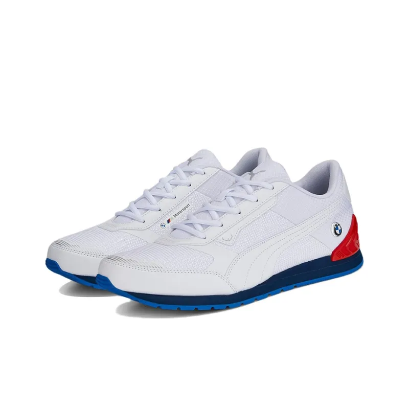 PUMA BMW M Motorsport Track Racer Low-Top Training Shoes Men's White Blue Red-2
