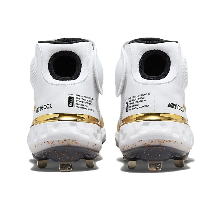 Nike Alpha Huarache Elite 3 Mid 'White Metallic Gold'-4