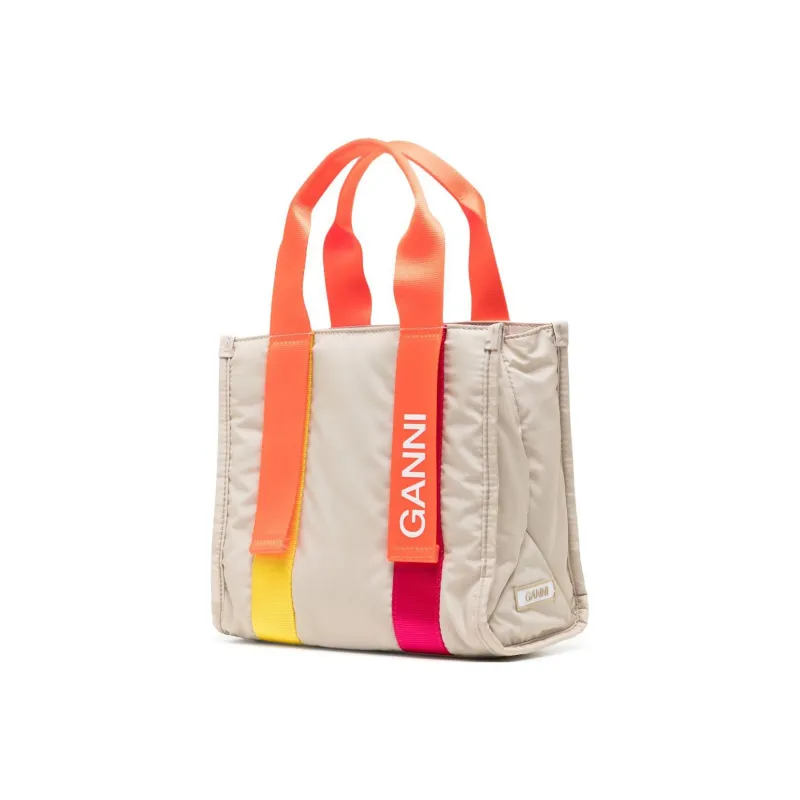 GANNI Recyclable Polyester Shoulder Bag Crossbody Bag Handbag Small Size Women's Beige/Multicolor-1