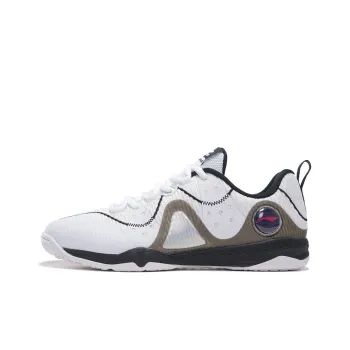 LiNing Overlay Cushioning Anti Slip Wear Resistant Breathability Low Top Training Shoes Unisex Black White