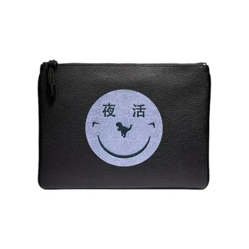COACH Yeti Out Collaboration Rexy Cow Leather Mahjong Set Clutches Large Size Unisex Black