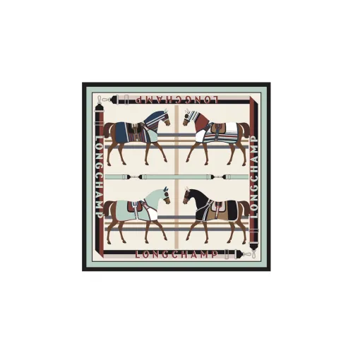 LONGCHAMP Silk Scarves Women's Beige