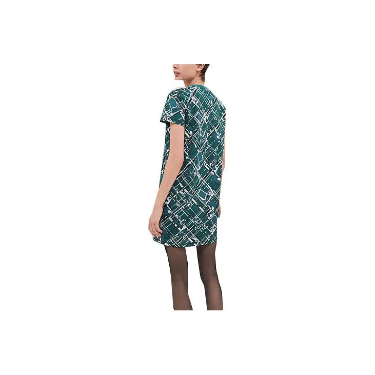 HERMES Short-Sleeved Dresses Women's Oxford Green-1