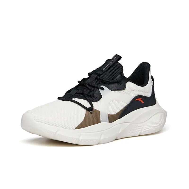 ANTA Training Shoes Men Low Top Ivory White/Black/Brown-1
