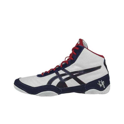 Asics Jb Elite Wear-Resistant High-Top Training Shoes Men's White Blue