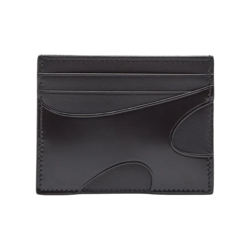 FERRAGAMO Cow Leather Card Holder Wallet Men's Black-1