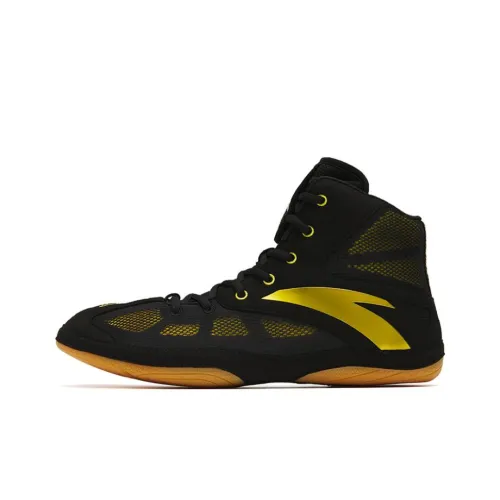 Anta Slip Resistant, Abrasion Resistant, Breathable High Top Training Shoes Men's Black Yellow