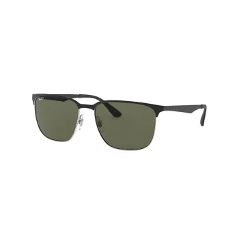 RayBan Alloy Browline Sunglasses Unisex Black