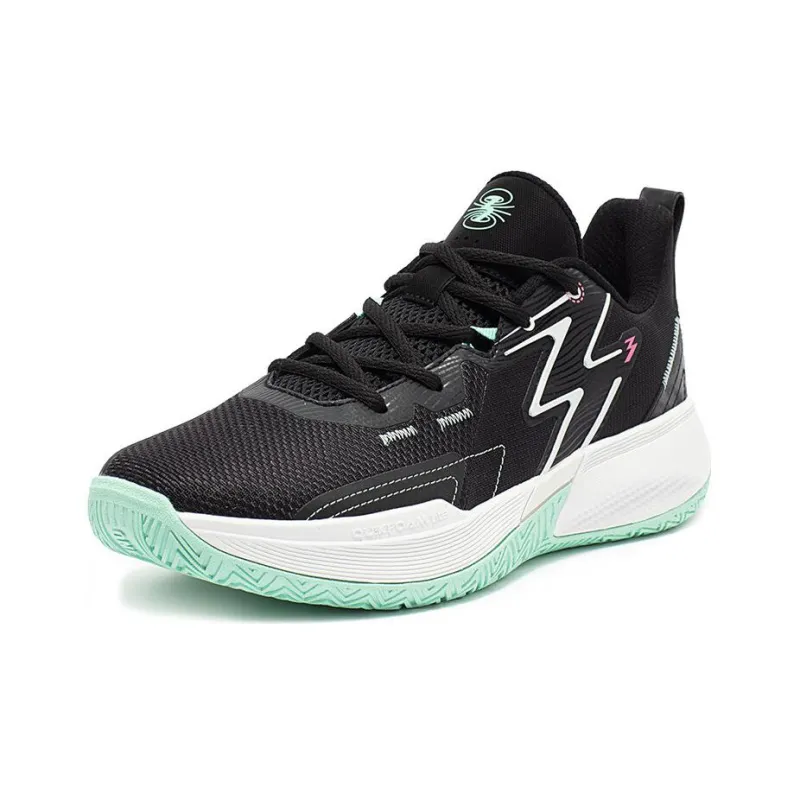 361° Big3 Team Cushioned Slip Resistant Breathable Low Top Basketball Shoes Men's Black White Cyan-1