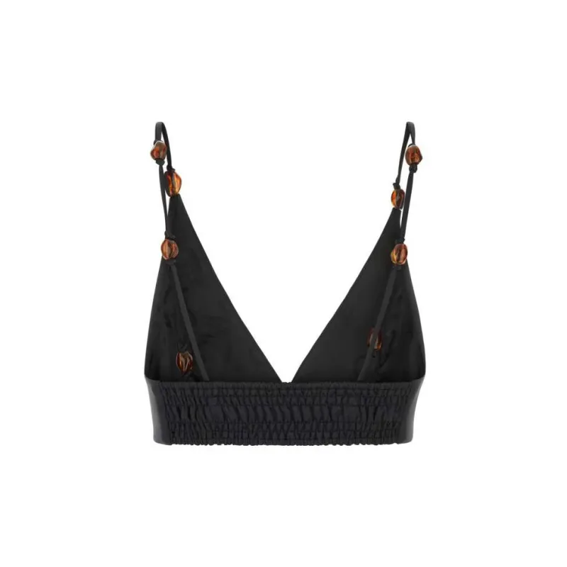 GANNI Satin V Neck Bralette Top-1