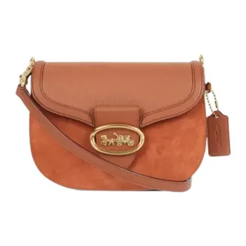 COACH Kat Cow Leather Saddle Bags Shoulder Bags Women's Brown