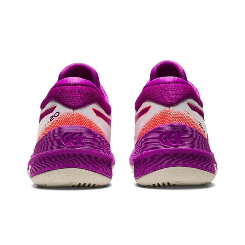 Asics Gel-Netburner 20 Low-Top Volleyball Training Shoes Women's White Purple D-Width-4