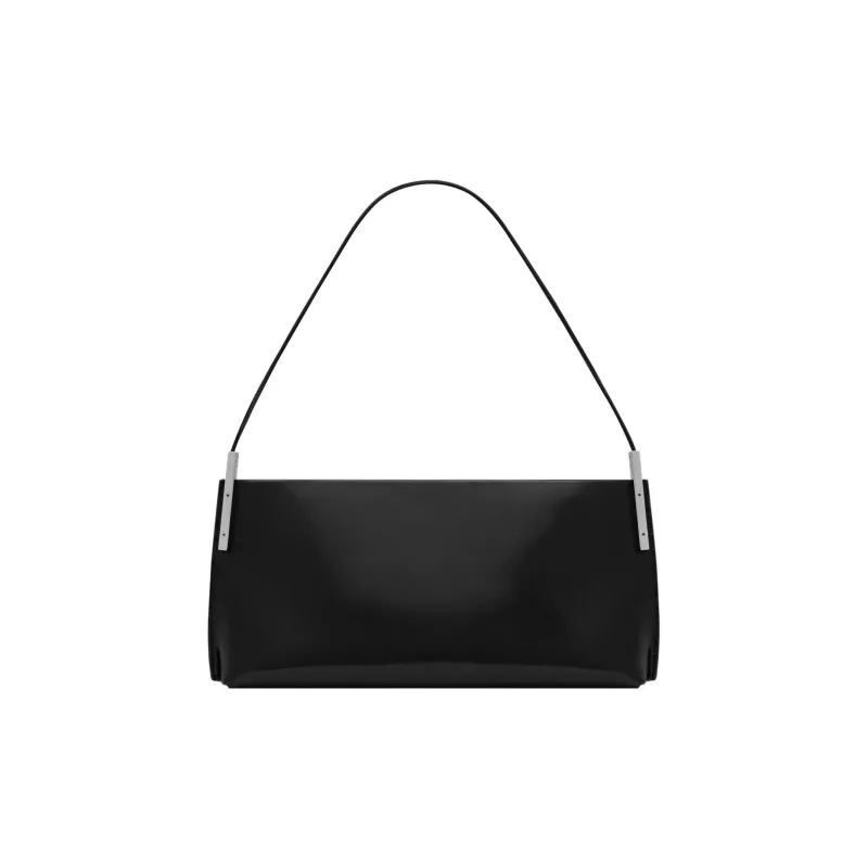 SAINT LAURENT Suzanne Shiny Cow Leather Shoulder Bag Handbag Shoulder Bag Women's Black-3