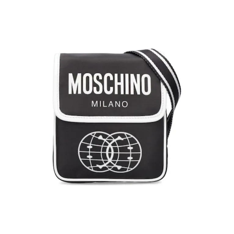 MOSCHINO Patchwork Cow Leather Crossbody Bag Shoulder Bag Men's Black-1